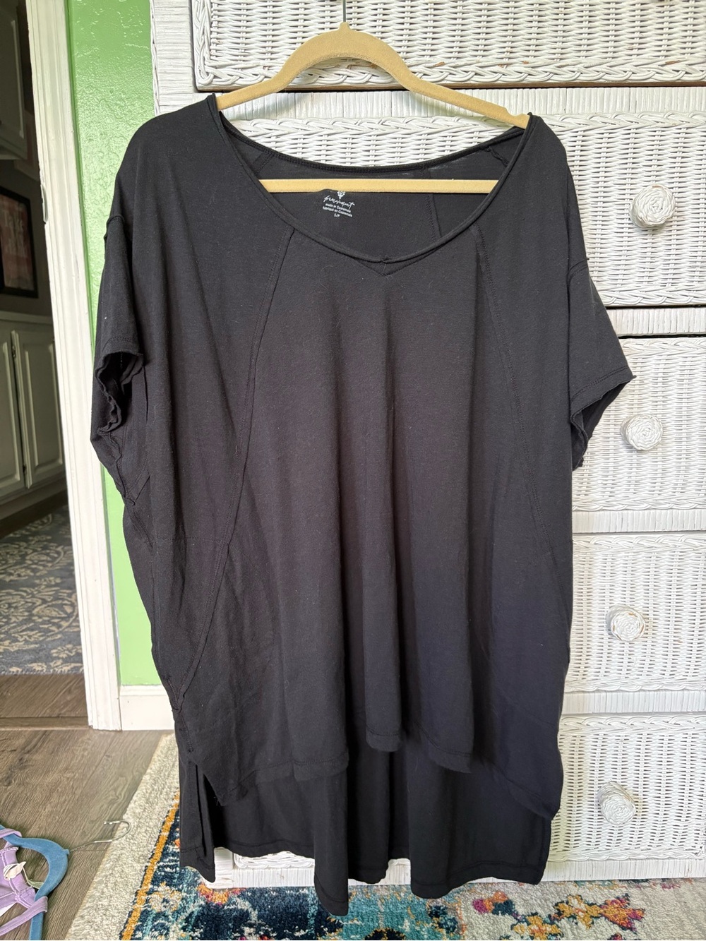 FP Movement by Free People Black Relaxed V-Neck Tunic Top
